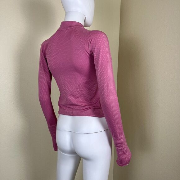 Lululemon Womens Size S Rest Less Cropped Half-Zip Grid Warp Pink Blossom Sugar - Picture 9 of 15